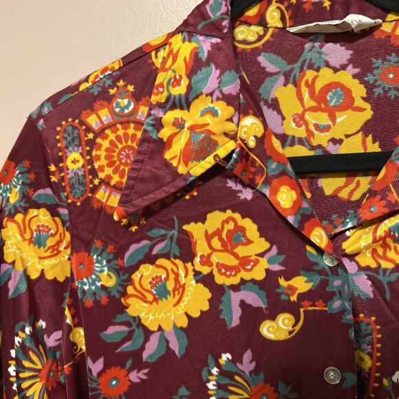 Vintage Maverick Men’s Shirt Long Sleeve Floral Button Up Size 40 Disco 70’s - Picture 3 of 6